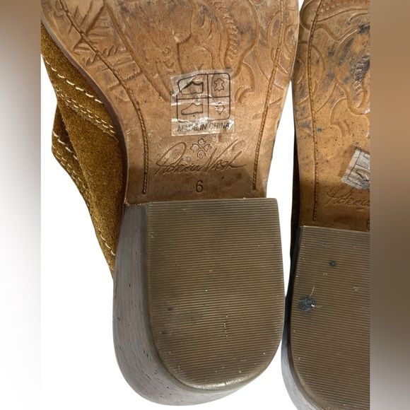 PATRICIA NASH BROWN SUEDE LEATHER BATTISTA SLIP ON Western MULES SZ 6 - Picture 8 of 10